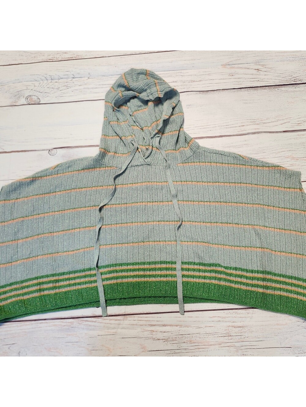Free People Striped Knit Hooded Poncho Sweater XS/S